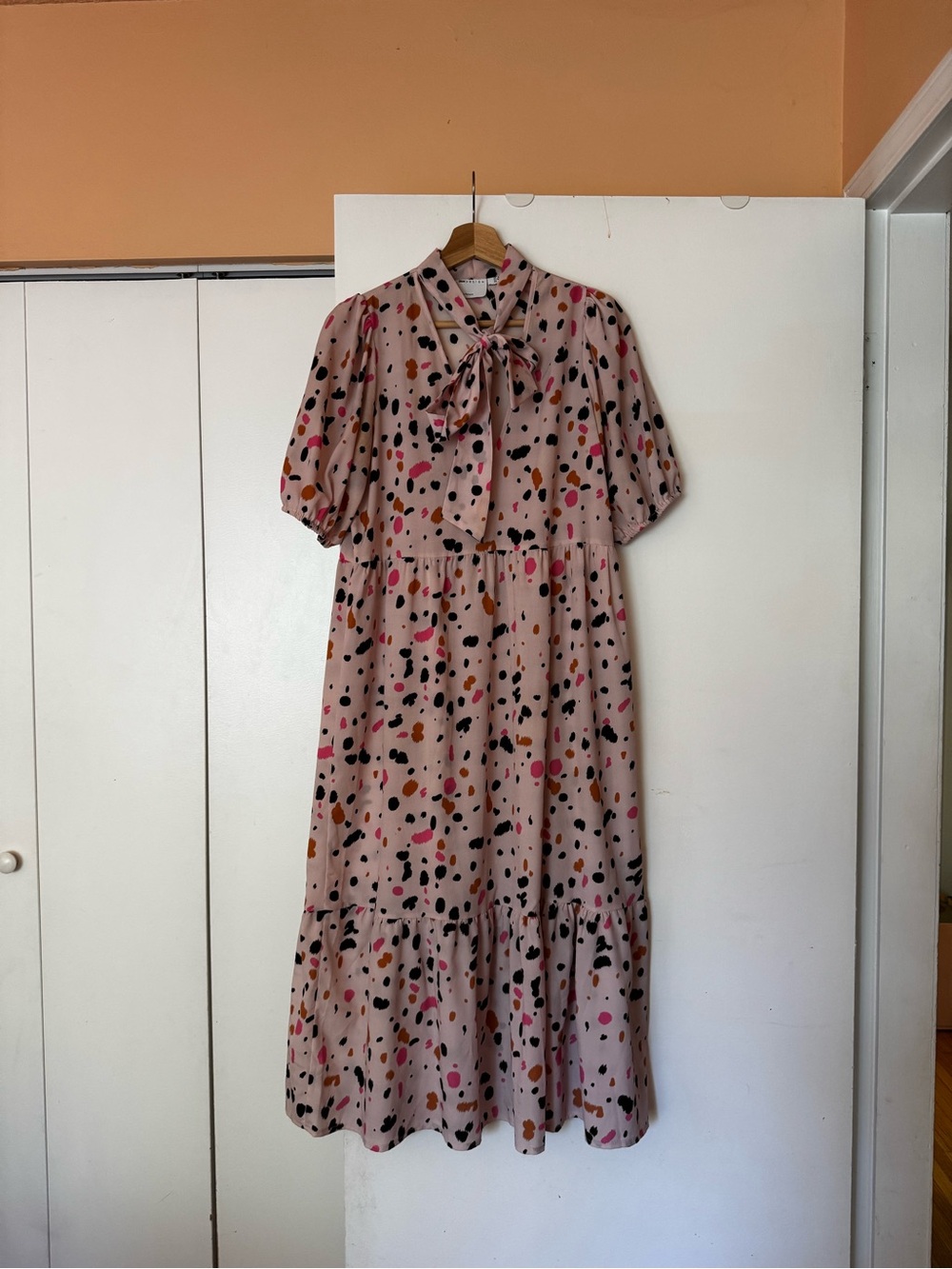 ASOS Pink Maxi Dress with Multicolor Spot Print